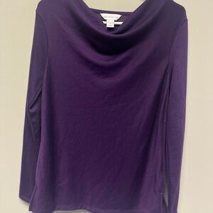 Liz Claiborne Deep Purple Cowl Neck Long Sleeve Top